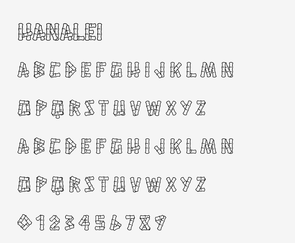 图片[2]-【Hanalei】一款像竹子模样的英文招牌标题字体-95n95.com免费商用字体