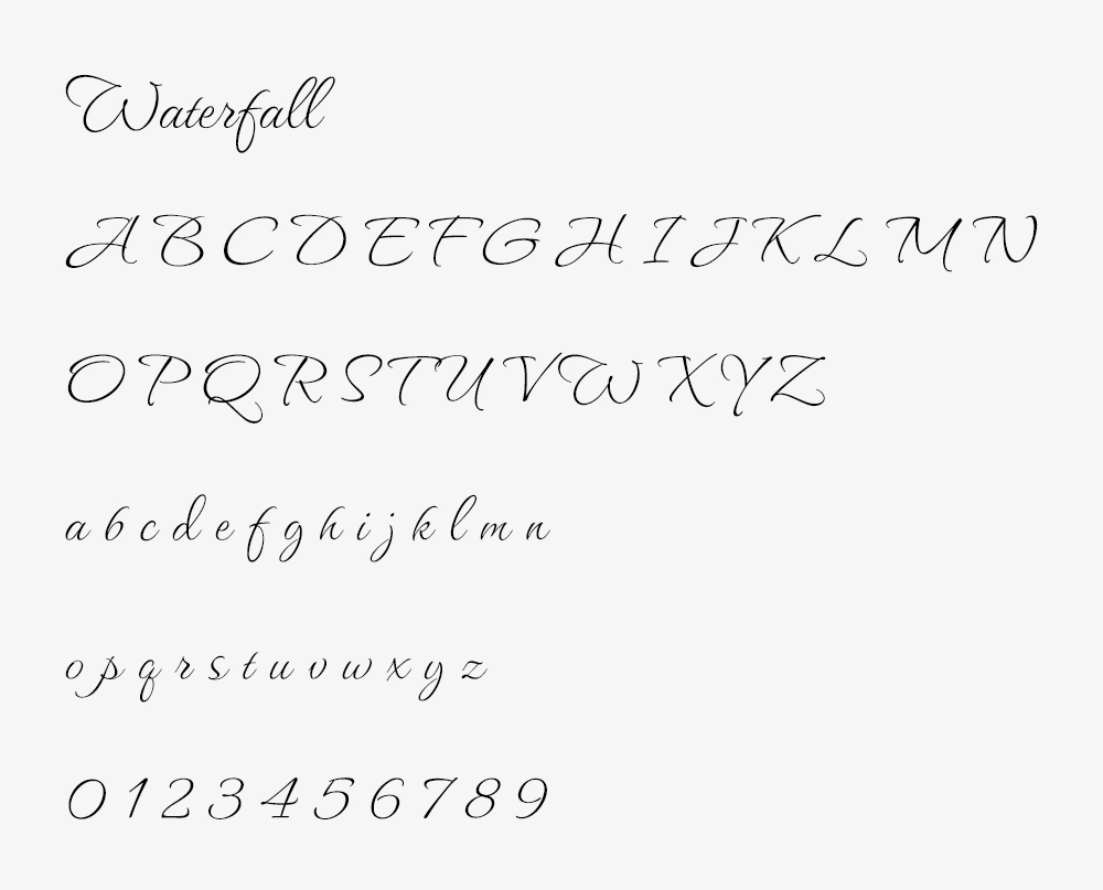 图片[3]-【Waterfall】一款优雅的连笔书法手写体英文字体-95n95.com免费商用字体