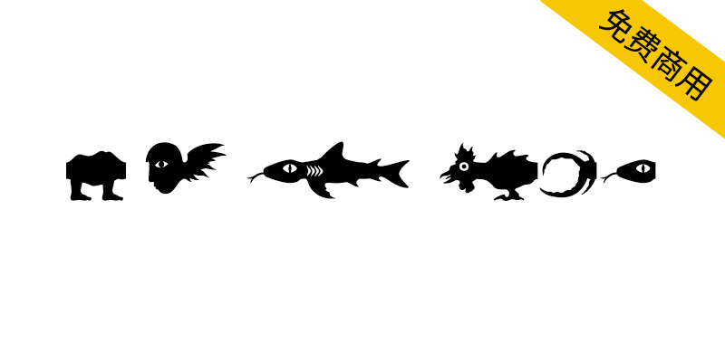 【Teranoptia】一款别致的奇幻异兽怪物图案装饰字体-95n95.com免费商用字体