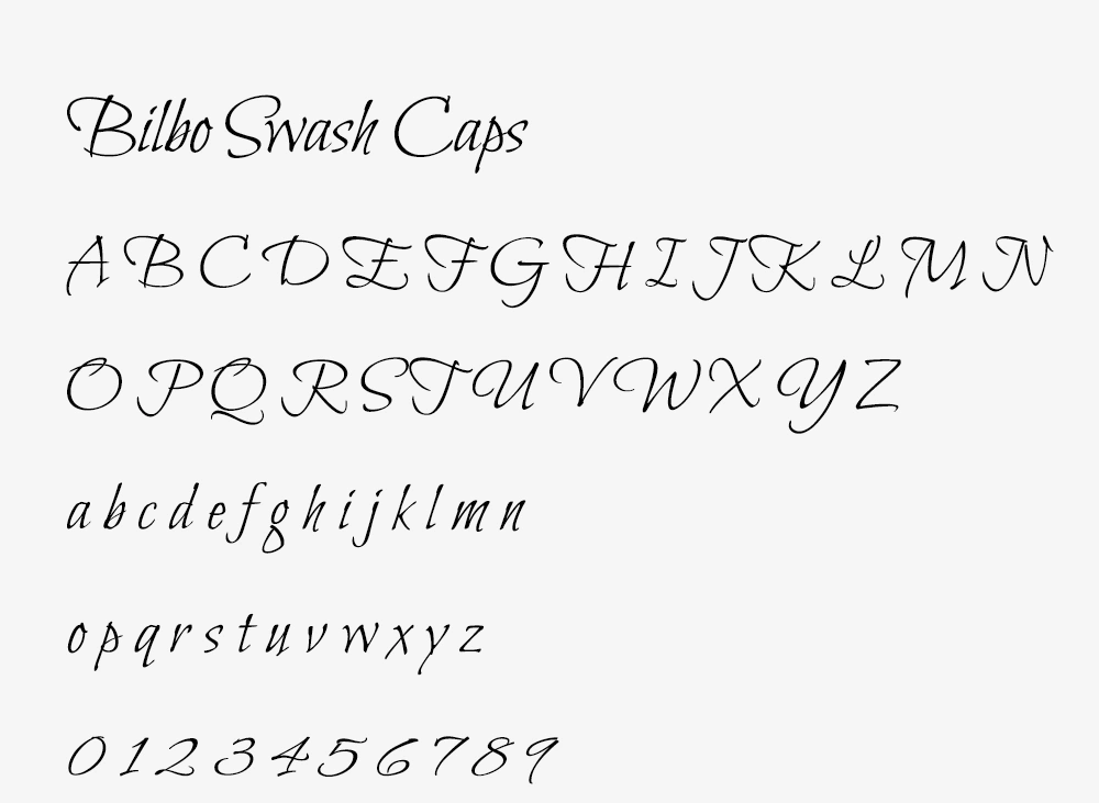 图片[2]-【Bilbo Swash Caps】一种辨识度极佳的书法风格英文字体-95n95.com免费商用字体