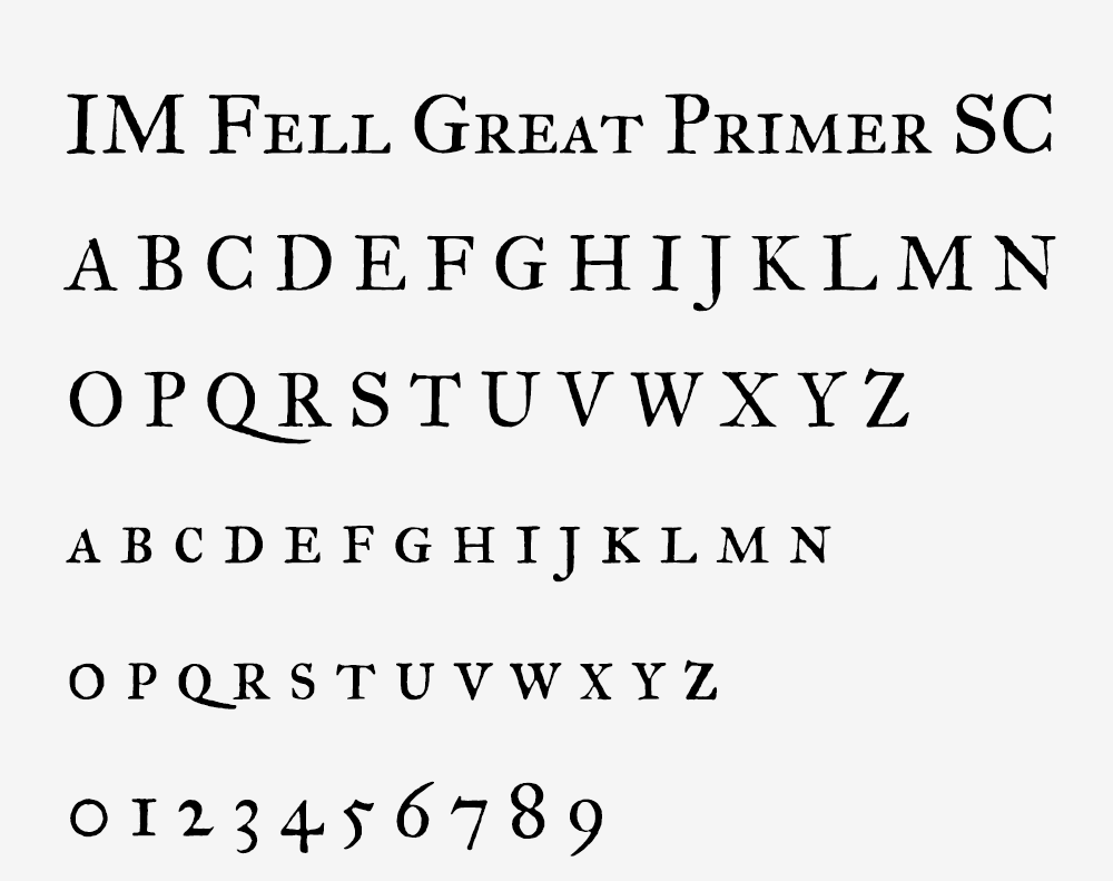 图片[4]-【IM Fell Great Primer】一款充满历史韵味的复古风格衬线字体-95n95.com免费商用字体