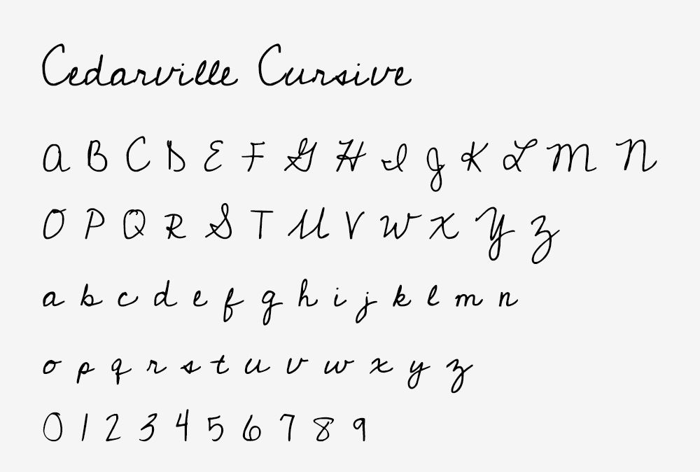 图片[2]-【Cedarville Cursive】源自幼儿园老师手写笔迹的手写体字体 -95n95.com免费商用字体